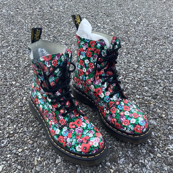 Dr Martens Pascal Black Wild Poppy Floral Print Boots Size 8 - Doc Martens - Picture 9 of 10